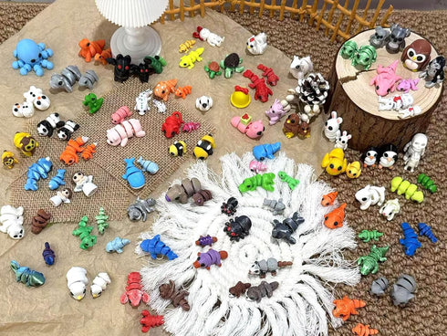 Generic 102 3D Set, 3D Pcs Mini Random Printed Animal Figurines Flexible Articulated Fidget Toys,Surprise Printed