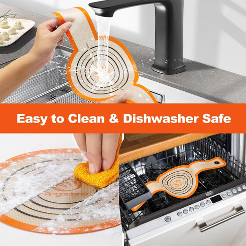 Silicone Bread Sling Dutch Oven - Non-Stick & Easy Clean Reusable Baking Mat, 2 Orange Set for Dough