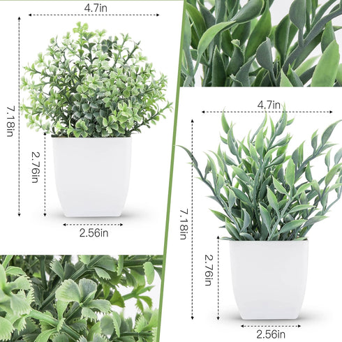 Der Rose 2 Pack Small Fake Plants, Artificial Eucalyptus Greenery in Pots for Bedroom Living Room Decor