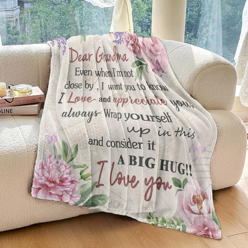 60"x50" Grandma Gifts, Gifts for Grandma from Granddaughter Grandkids, Grandmas Blanket, Best Birthday Gifts Presents