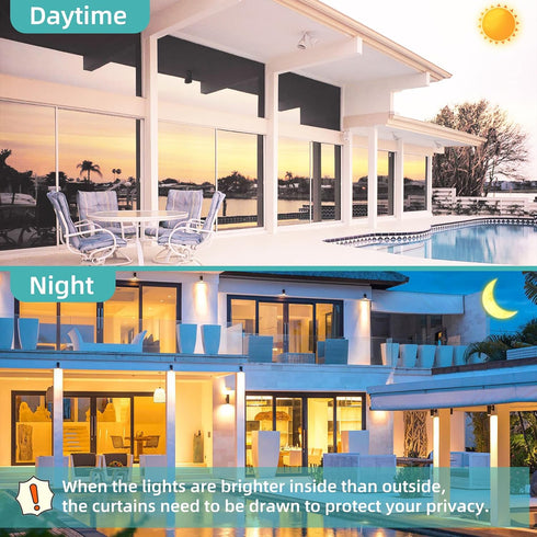 Window Privacy Film with Free Installation Tools, One Way Daytime Static Cling Reflective Heat Control