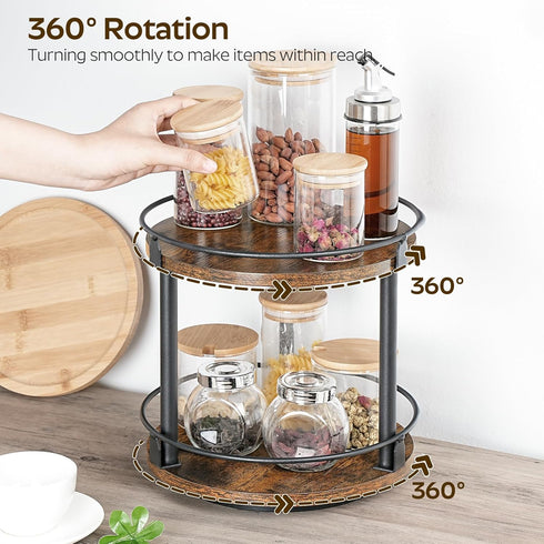 Set 2 2-Tier Countertop, SR22L2BR YATINEY Spice Rack, of Lazy Susan Organizer, Turntable Organizer, Rotating Spice Rack
