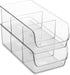 Set of 4 Food Storage Organizer Bins - Divided 3 Compartment Kitchen Pantry Organizers for Food Packets, Clear