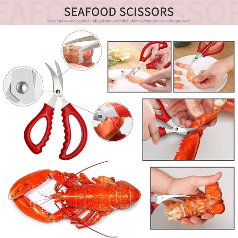 Reasmi Set 2 Cracker,2 Seafood,4 Forks,4 Shellers,2 Scissors,10 Candles,1 tool(25pcs) Crab Crackers and Tools with Crab