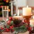 Christmas Candle Rings Wreath, 4.3" 4 PCS, Red Artificial Berry Table Decorations for Holiday Decor