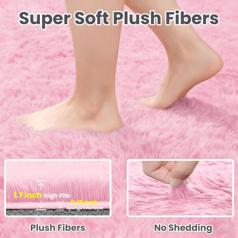 5x7 Area Rugs for Living Room Rug: Soft Fluffy Shag Light Pink Rugs for Bedroom, Non-Slip Large Fuzzy Plush Rug Indoor