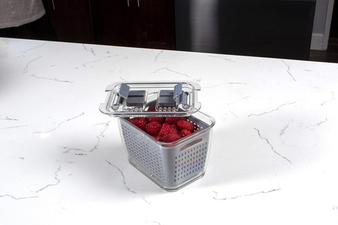 Kitchen Spaces Small Colander - Stackable Food Storage Bin, Grey