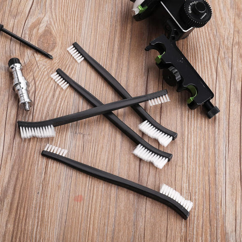 Double-Ended Nylon Cleaning Brushes, Set of 9, Ideal for Small Objects, Black & White with Plastic Handles