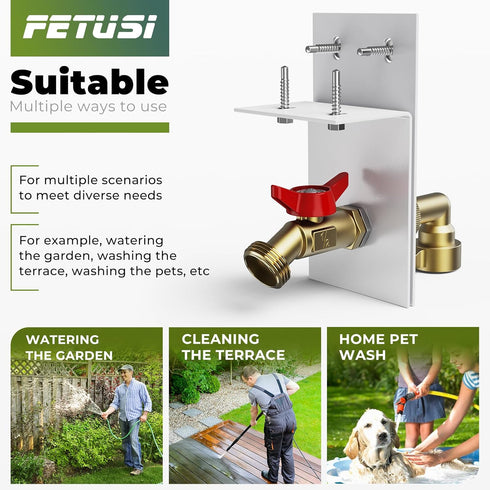 Water Spigot Kit,Hose bib Extender,Indoor-to-Outdoor Water Access, Durable Brass Connector & Screen Door Adapter, Quick
