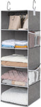 StorageWorks 5-Shelf Hanging Shelves for Closet, Foldable Hanging Closet Organizers with 2