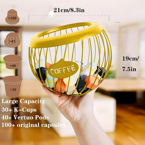 Coffee Pod Holder, Large Capacity K Cup Organizer for Counter, Metal Storage for Keurig and Nespresso Pods