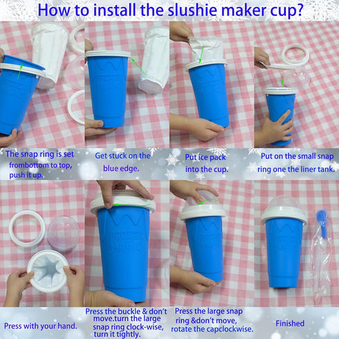 Slushie Maker Cup - DIY Magic Slushy Maker Squeeze Cup, Portable Smoothie Maker for Juices and Ice Cream (Blue)