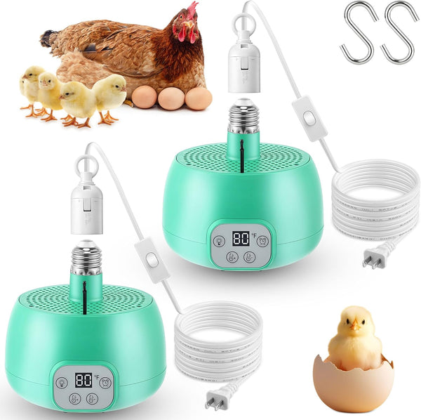 Enhon 2 Sets Chicken Coop Heater, Timing Heat Lamp for Chickens, Smart