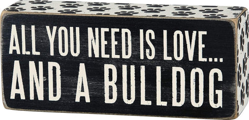 Box Sign, 2.5-Inch by 6-Inch, Bulldog, Primitives by Kathy