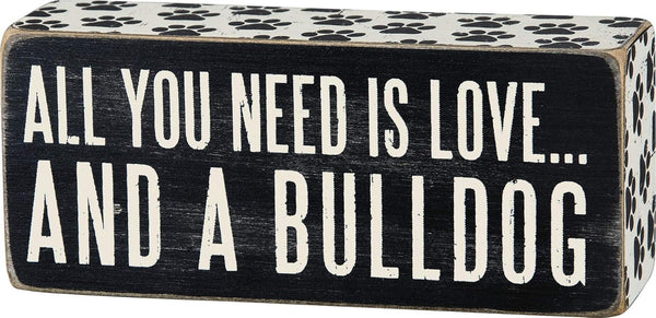 Box Sign, 2.5-Inch by 6-Inch, Bulldog, Primitives by Kathy