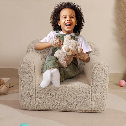 MOMCAYWEX Soft Sherpa Toddler Chair - Light Grey Foam Chair for Kids