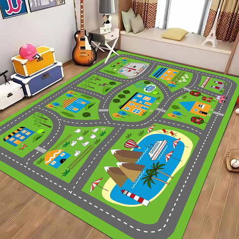 78.7"X 59", 78.7X 59 INCH) Kids Car Playmat Kids Rug for Playroom Car Mat Town City Road Traffic Rugs, Play Mat