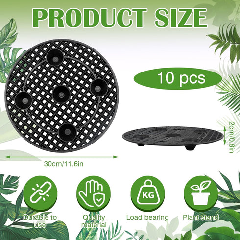 ZYNERY 10 PCS Plant Level Pot Elevator, Planter Stands for Outdoor Plants, Flower Plant Pot Saucers for Patio, Plant Trays for Pots, Pot Stand for Plants Indoor, Plant Risers for Pots Outdoor (11.8in)