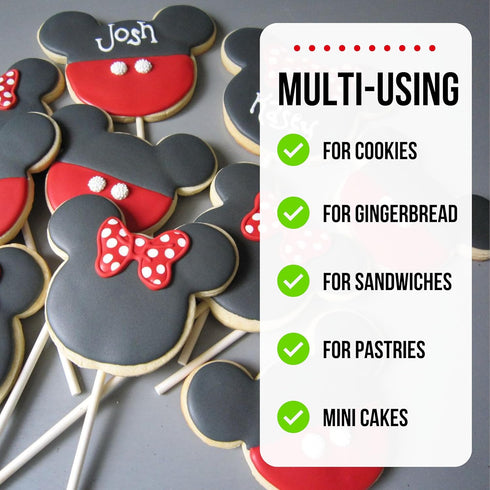 Pack of 5 Mouse Cookie Cutters: Stainless Steel in Different Sizes for Kids Baking