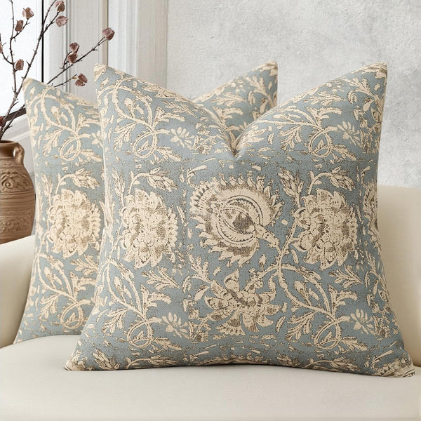 DKwizme Vintage Floral Print Throw Pillow Covers 24x24 Set of 2 Neutral Modern