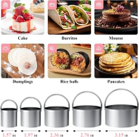 Frapkom Set, (4 Set) Biscuit Cutter Stainless Steel Flour Sifter, Pastry Cutter, Pastry Scraper and Dough Blender