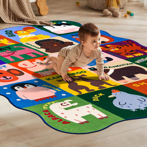 Ythropon Playroom,4x6 Kids Rugs for Feet Upgrade Ultra Non Slip Area Rug, Washable Play Mat Rug Cute Animal Carpet