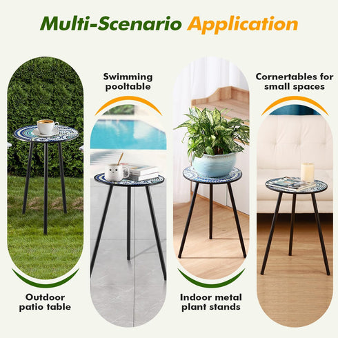 1 Pack Metal Outdoor Side Table Small Outside Round End Table for Patio Modern Accent Garden Corner Table for Small