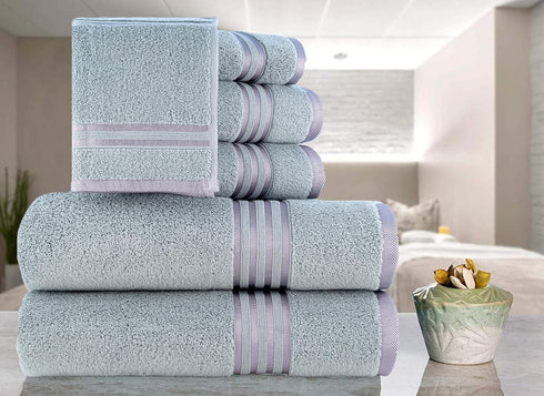 6Pcs 100% Set- 600 2Bath 2Hand 2Washcloths, Set CASA COPENHAGEN Zero Twist Egyptian Cotton Large Designer Towels Gift