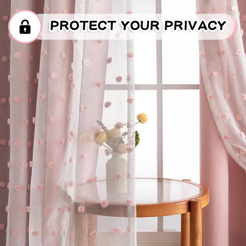 84 Inches 2 2 Grommet, 52 84 Inch MYSKY HOME Pink Curtains for Girls Room Long Panels Girls Curtains wiht Pink Pom Pom