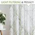 FMFUNCTEX Green White Sheer French Door Curtains 40 Inches Long, 50 Inches Wide, 1 Panel with Tieback, Branch Tree Print