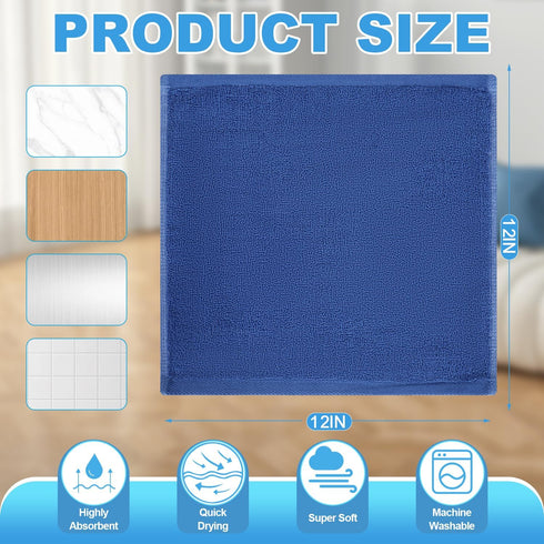 Keith Lun 6 Pack 100% 12x12Inch Cotton Wash Cloth, Highly Absorbent and Soft Feel Fingertip Towels, Machine Washable