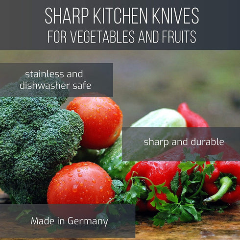 Sword & Crown Professional Paring Knife Set of 4, Easy to Grip, Super Sharp, Rust Free, Dishwasher Safe