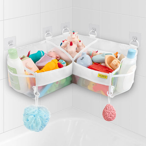 3 Compartments Bath Toy Storage Corner Bath Toy Holder for Bathtub, Kids