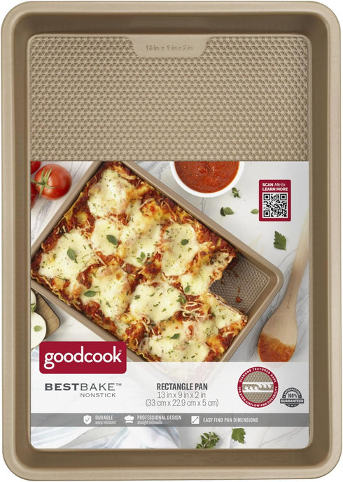 GoodCook BestBake Nonstick Textured Carbon Steel Oblong Pan, 9" x 13", Bronze