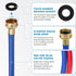 10FT Rubber Washing Machine Hoses - Washer and Dryer Hose 3/4 Connection Supply Lines for Hot and Cold Water (2 Packs)