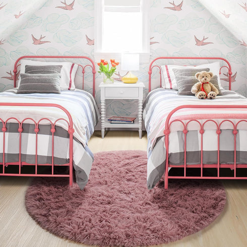 6Ft Blush Round Rug for Bedroom, Fluffy Fuzzy Plush Circle Area Rugs for Baby Kids Room Decor Aesthetic, Shaggy