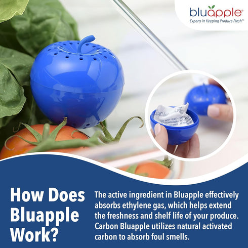 Bluapple Produce Saver with Activated Carbon, 2 Pack, Ethylene Gas Absorber, Keep Fruits & Vegetables Fresh Longer