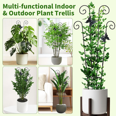 2 Pack 30 Inch Taller Plant Trellis for Potted Climbing Plants Indoor,Expandable Metal Garden Trellis for Climbing