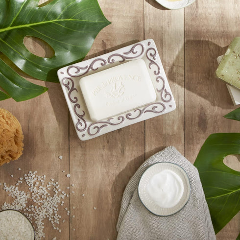 Pre de Provence Soap Dish, White-Washed Terracotta Finish, 8.8 Ounce (Pack of 1)