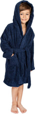 9-12 BAGNO MILANO Kids Organic Turkish Cotton Hooded Beach Cover-Up Towel, GOTS Certified, for Boys and Girls (Navy