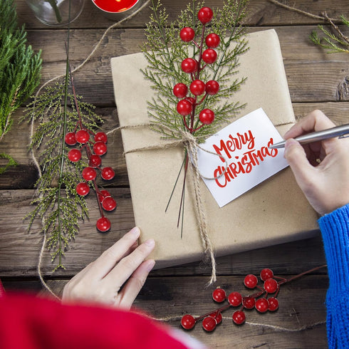 40 Norme Pcs Christmas Floral Picks Christmas Greenery for DIY Gift Wrapping Plants Red Berry Pine Branches Artificial