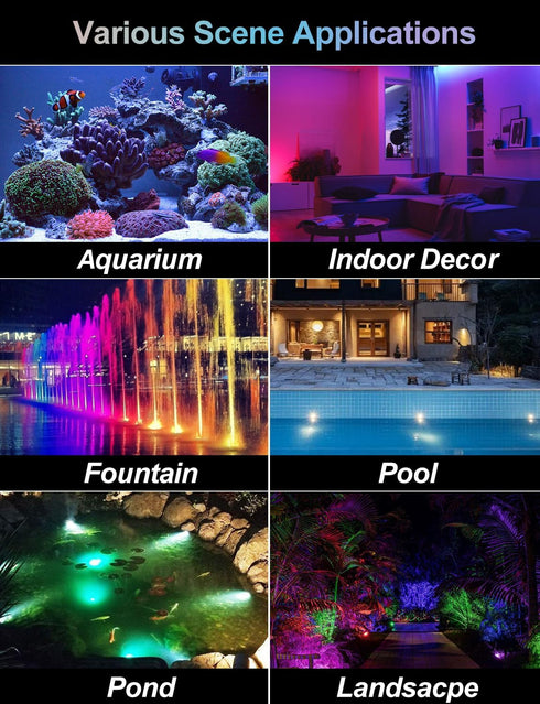 IP68 Pool(Set 1) RGB Underwater Pond Lights, Super Bright LED Submersible Fountain Lights Colored Landscape Spotlights