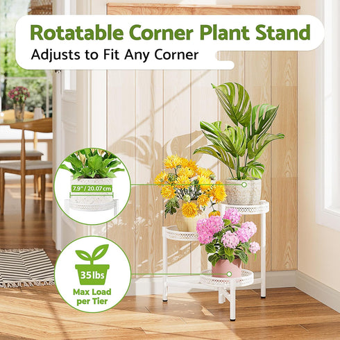NQW 3 Tiered Tall Plant Stand Indoor Outdoor, Metral Plant Shelf for Corner Display Rack, Multi-Tier Folding Planter