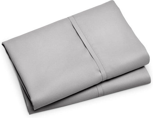 Bare Home King Size Microfiber Pillow Cases, Set of 2, Light Grey, Cooling, Easy Care