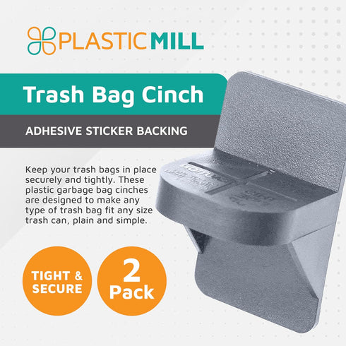 PlasticMill Trash Bag Cinch - Trash Bag Holder for Standard Trash Cans, 2-Pack (Putty)