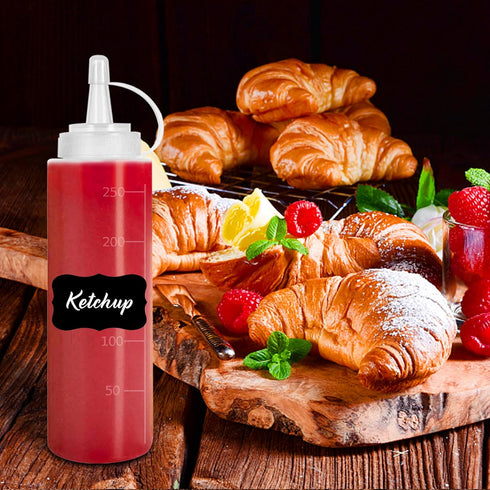 12 pack 8 OZ Hajoyful Squeeze Bottle Condiment Squeeze Bottles Plastic ketchup Squeeze Squirt bottle For Sauce, BBQ