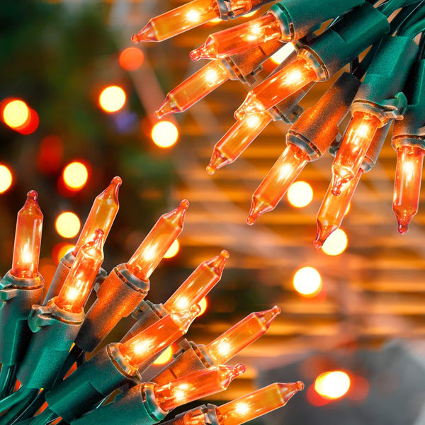Hopolon Orange Halloween Lights, 2PACK 13ft 50 Orange Lights String,120V Fall String