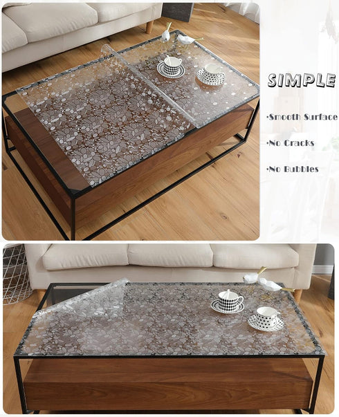 HQYG 14x14 Inch Clear Vinyl Table Protector for Night Stand Bedside Tabletop PVC Plastic Tablecloth Cloths Desktop