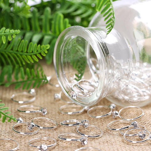Whaline 36 Packs Diamond Engagement Rings for Bridal Shower, Wedding Table Decorations, Party Supply, Cupcake Toppers