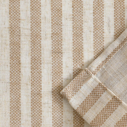 Vangao Stripe Farmhouse Kitchen Curtains 24 Inch Length Linen Blend Cafe Curtains, Semi-Sheer Small Window Treatments